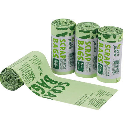 Plastic Biodegradable Garbage Bags / Compostable Trash Bags Roll
