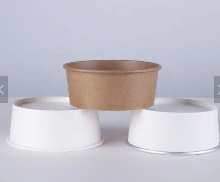 Stocked 1300ml Kraft Salad Bowls Disposable Paper Kraft Bowl With Lid