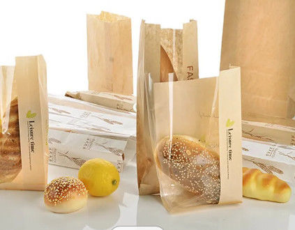 Packaging Custom Printed Kraft Paper Plastic Bread Bag Recycle Screen Printing SGS