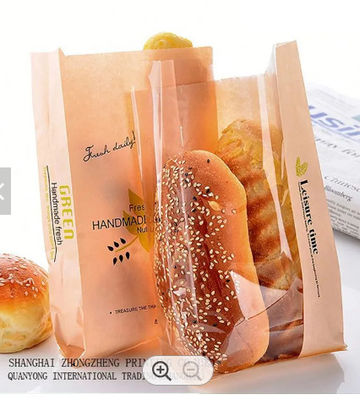 Brown Kraft Paper Bakeryplastic Bread Bags With Window Packaging Eco Friendly