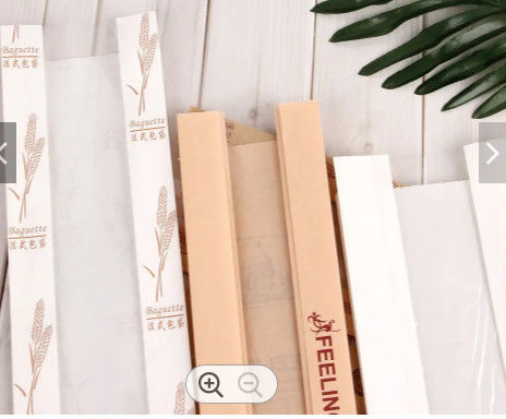 OEM / ODM Kraft Paper  Plastic Bread Bag Recyclable Window Baguette Bag