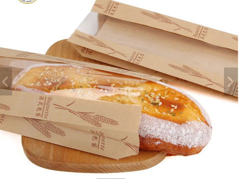 Recyclable Window Kraft Paper  Plastic  Bread Bag Screen Printing 50000 Pieces