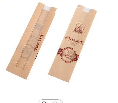 Recycled Kraft Paper Plastic  Bread Bag Packaging Screen Printing Oem