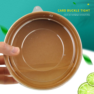 Brown 750ml Kraft Paper Bowl Biodegradable Kraft Salad Bowl With Lid
