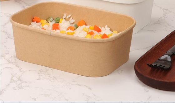 1000ml / 750ml Kraft Salad Bowl With Lid Reusable Food Grade