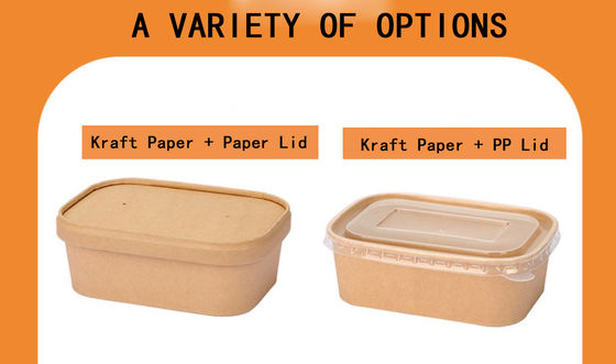 1000ml / 750ml Kraft Salad Bowl With Lid Reusable Food Grade