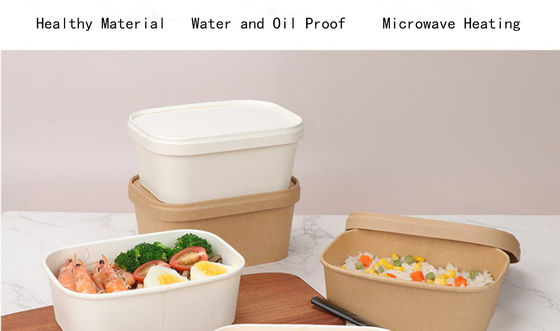 Square Kraft Paper Soup Bowl Recycled Matt Laminated Customized
