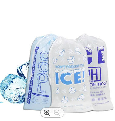 Custom Frozen Plastic Ice Bags Gravure Printing Drawsrting Ice Cube Bag