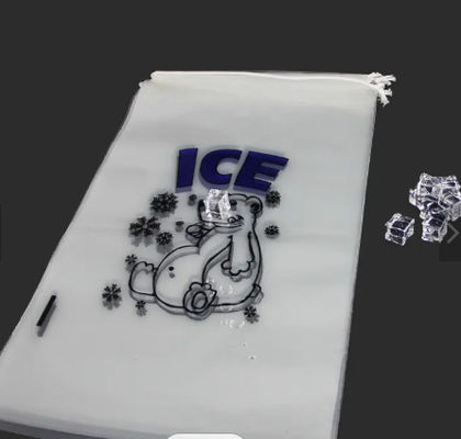 LDPE Drawstring Ice Cube Packing Bags PE Ice Block Plastic Bags