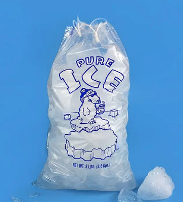 Drawstring Clear Plastic Ice Bags Waterproof For Ice Cube Delivery