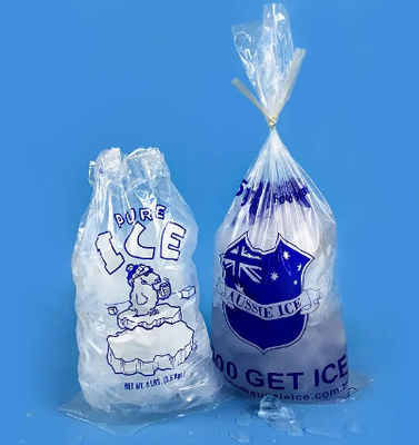 Drawstring Clear Plastic Ice Bags Waterproof For Ice Cube Delivery