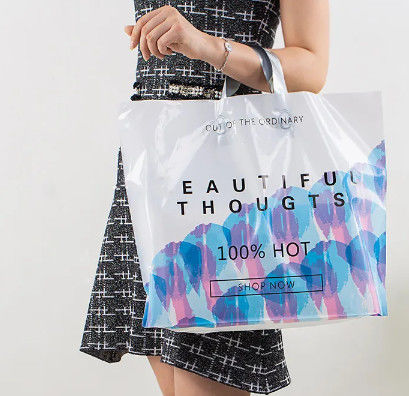 Recycled Die Cut Soft Loop Handle Plastic Bags Reusable And Waterproof