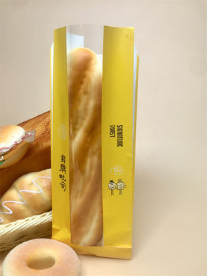 Custom Transparent Bread Baguette Bags with Flat Handle 0.5kg Capacity Long Shape Breathable