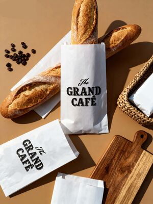 Customized Flat Satchel Kraft Paper Bag Use For Bakery Bread Food Bag