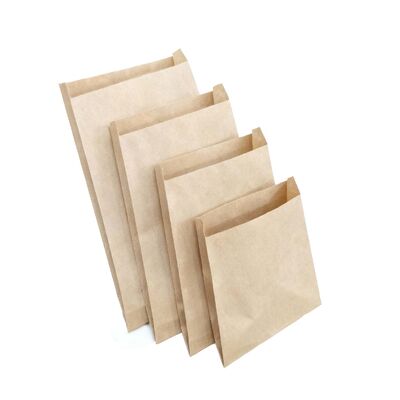 Customized Flat Satchel Kraft Paper Bag PE Coated Use For Cakes Bread Food For Bakery Bag Bread Bag Food Bag