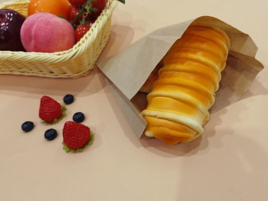 Customized Flat Satchel Kraft Paper Bag PE Coated Use For Cakes Bread Food For Bakery Bag Bread Bag Food Bag