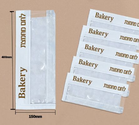 Customized Window Flat Satchel Kraft Paper Bag With Clear  Window Use For Bakery Bag Bread Bag Food Bag