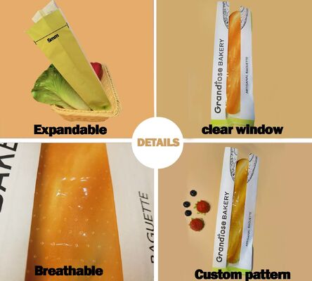 Micro Perforated Flat Satchel Kraft Paper Bag With Clear  Window Fresh And Breathable Bakery Bag Bread Bag Food Bag