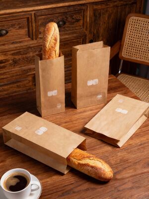 Customized Kraft Paper SOS Bread Bag - Eco-Friendly & Versatile Bakery Packaging Bakery Bag Bread Bag Food Bag Take Away Bag