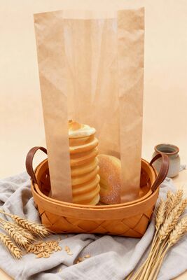 Custom kraft paper  claer window SOS bag Bakery Bag Bread Bag Food Bag
