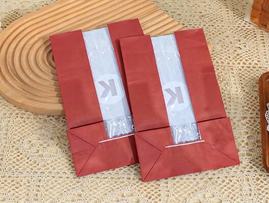 Customized Window SOS Kraft Paper Bag Stand Pouch With Tie Use For Baked Food