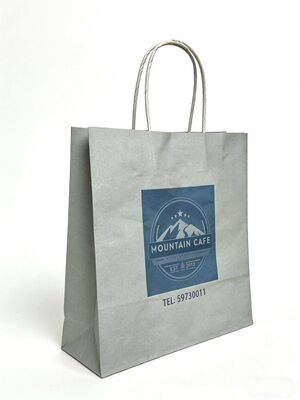 Custom Disposable Kraft Paper  Twisted  handle  Bag Printing MOQ 50000 Pieces Take Away Bag