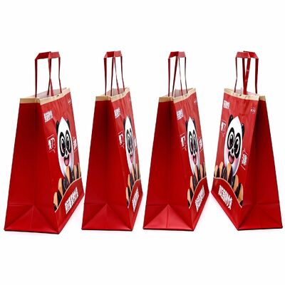 Custom Disposable Kraft Paper Twisted  Handle  Bag Printing MOQ 50000 Pieces