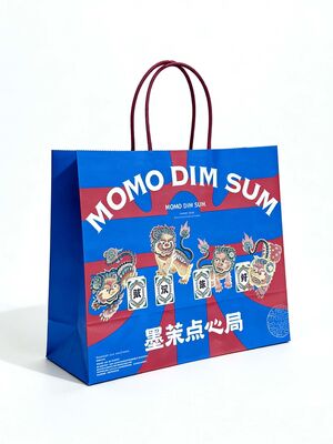 Custom Disposable Kraft Paper  twisted  handle  Bag Printing MOQ 50000 Pieces Take Away Bag