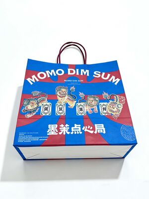 Custom Disposable Kraft Paper  twisted  handle  Bag Printing MOQ 50000 Pieces Take Away Bag