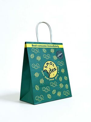 Custom Recyclable Disposable Kraft Paper Twisted Handle  Bag Printing for Shopping Bakery