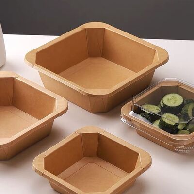Eco-friendly Custom Printed Disposable Kraft Paper Food Container With Paper Lid