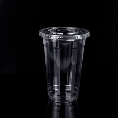 Disposable Design Custom Logo Printed Cold Coffee Cup Takeaway PET Plastic Cups Plastic Cups with Flat Lids