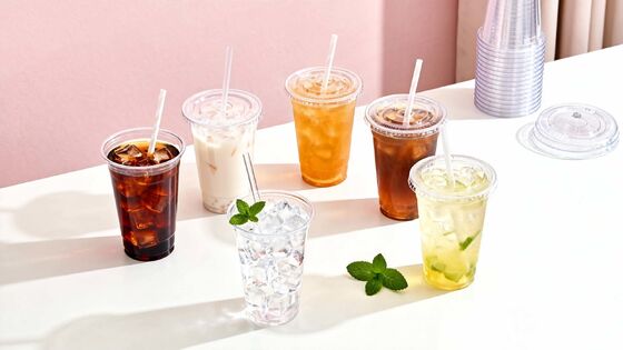 Disposable Design Custom Logo Printed Cold Coffee Cup Takeaway PET Plastic Cups Plastic Cups with Flat Lids