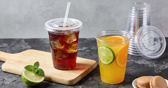 Disposable Design Custom Logo Printed Cold Coffee Cup Takeaway PET Plastic Cups Plastic Cups with Flat Lids