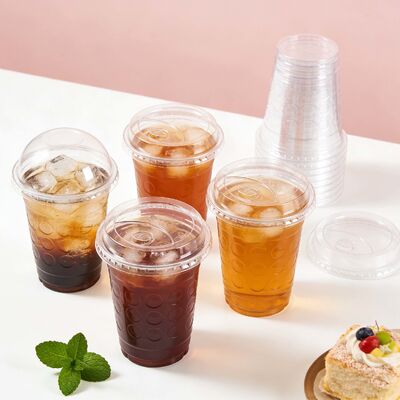 Disposable Custom Logo Printed Cold Coffee Cup  Plastic Cups with Sip Lids