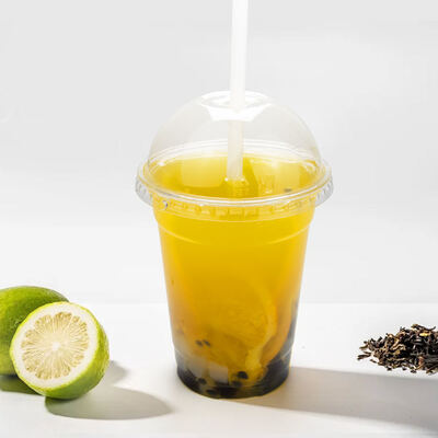 Disposable Custom Logo Printed Cold Coffee PET Plastic Cup Cups with Dome Lids