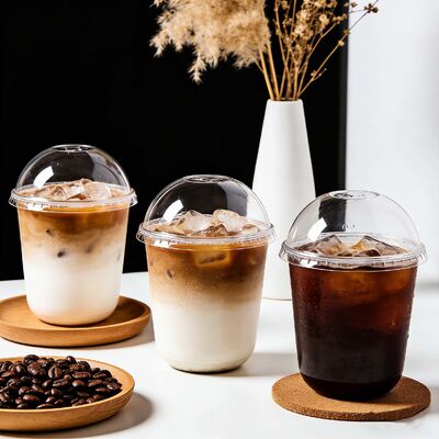 Disposable Custom Logo Printed Dessert Cup PET Plastic Cups with Dome Lids