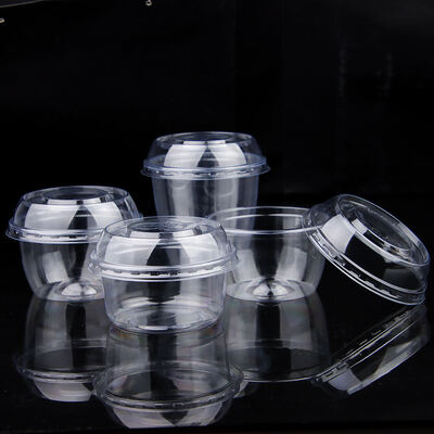 Disposable Custom Logo Dessert Cup PET Plastic Cups with Dome Lids