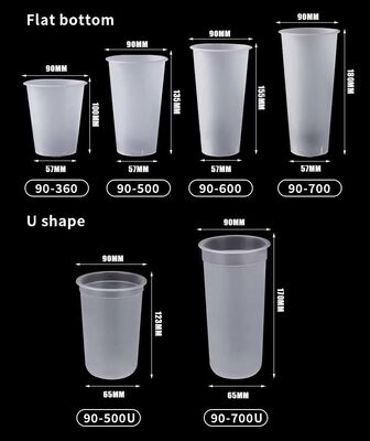 Custom Logo Disposable Plastic Cups Clear Single Wall Frosted Cups for Juice Milk Tea Drinks
