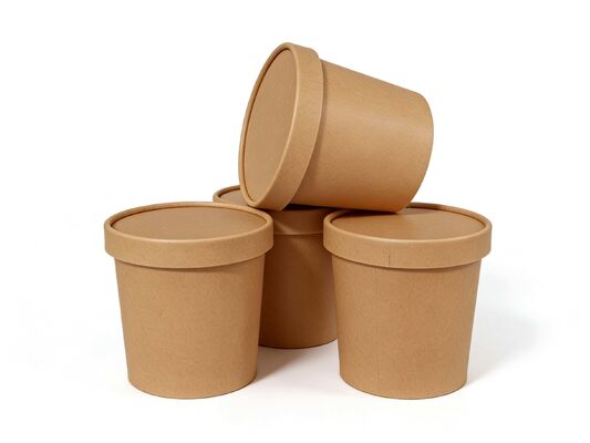 Custom Food Grade Kraft Paper Salad Bowl with Paper Lids