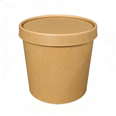 Custom Food Grade Kraft Paper Salad Bowl with Paper Lids