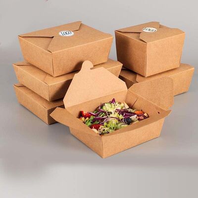 Customized Kraft Paper Lunch Box Food Grade Takeaway Square Bowl