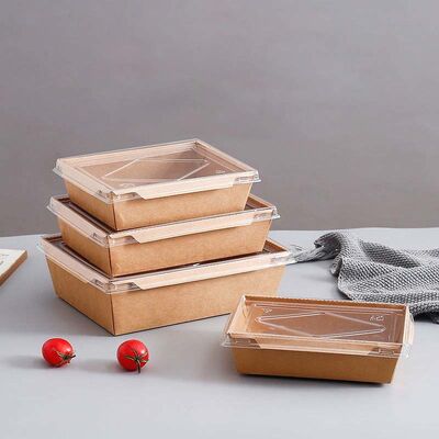 Customized Premium Kraft Paper Food Container with Clear Anti-Fog Lid – Waterproof, Oil-Proof, Heat-Resistant Disposable Takeout Box for Meal Prep & Delivery