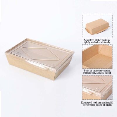 Customized Premium Kraft Paper Food Container with Clear Anti-Fog Lid – Waterproof, Oil-Proof, Heat-Resistant Disposable Takeout Box for Meal Prep & Delivery