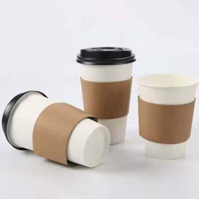Custom Disposable Kraft Coffee Cup Sleeve Kpop Inspired Corrugated Paper for Hot Drinks Like Tea Milk Craft Paper