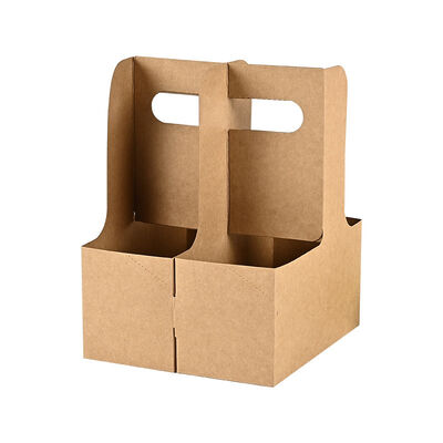 Eco-Friendly Kraft Paper  Beverage Carrier with Handle – Disposable Takeaway Holder for Coffee, Tea & Drinks Delivery