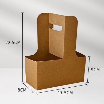 Eco-Friendly Kraft Paper  Beverage Carrier with Handle – Disposable Takeaway Holder for Coffee, Tea & Drinks Delivery