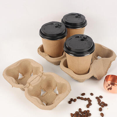 Eco-Friendly Kraft Cardboard Coffee Cup Carriers Disposable Takeaway Holders for Beverage Delivery
