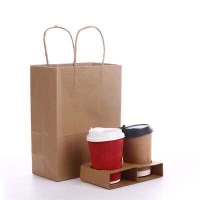 Eco-Friendly Kraft Cardboard Coffee Cup Carriers Disposable Takeaway Holders for Beverage Delivery