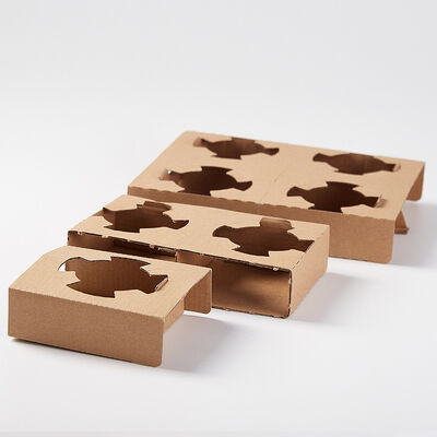 Eco-Friendly Kraft Cardboard Coffee Cup Carriers Disposable Takeaway Holders for Beverage Delivery